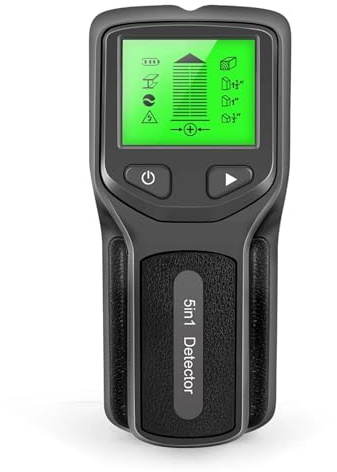 Rilevatore Tubi e Cavi Elettrici, Rilevatore di montanti 5 in 1 con scanner da parete e display retroilluminato Rilevatori fascio for il rilevamento metalli in legno(Noir)