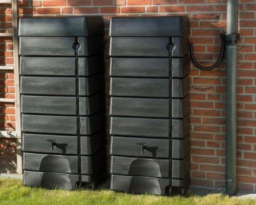 276 Litre Black Wall Tank Double Kit with Diverter Kit and Link Kit