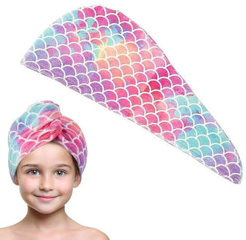RUKAN Turbante Asciugacapelli, Asciugamano Per Capelli, Asciugamano Capelli Turbante, Asciugamano Microfibra Capelli, Turbante In Microfibra Per Bambini, Stampa A Squame, Asciugatura Rapida
