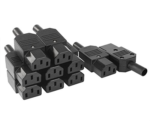 sourcing map 10uds CA 250V 10A IEC320 C13 3 Clavijas Enchufe Hembra Conector Adaptador Montaje en Panel