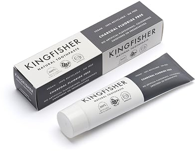 Kingfisher Natural Toothpaste Charcoal Mint Fluoride-Free | Vegetarian & Vegan | Oral Health Foundation Approved | Gluten-Free & GM-Free | Ethical Consumer Best Buy | 1x100ml Tube