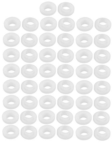 sourcing map 50 STK. Silikon Flache Unterlegscheiben Dichtung 19mm AD 10mm ID 3mm Dicke Weiß