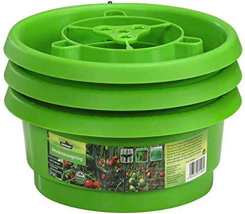 Dehner Bewässerungsring mit Schneckenschutz, 3 Stück, je Ø 24 cm, Höhe 9 cm, Kunststoff, grün