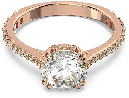 Swarovski Stilla Cocktailring, Rhodinierter Damenring mit Strahlenden Swarovski Kristallen