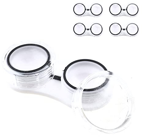 HAHIYO Contact Lens Case Box Holder Diameter 25mm Durable Leakproof Light Convenient Left/Right Eyes Contact Lens Container Soak Storage Kit For Storing Small items Travel Acrylic Clear Black 5 Pack