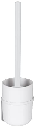 WENKO Turbo-Loc® WC-Garnitur Carpino, WC-Bürstenhalter aus hochwertigem Kunststoff zum Befestigen ohne Bohren auf glatten Oberflächen, WC-Bürste mit flexibler Abdeckung, Wandhalterung aus Metall, Weiß