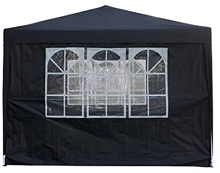 Panana Waterproof 3x3m,2.5x2.5m ,2x2m Pop Up Gazebo Party Tent BBQ Canopy Outdoor Awning w/ Side Walls3x3m Gazebo Party Tent BBQ Canopy Outdoor Awning w/ Side Walls, BLACK (GSGBZBBK0103X301-LOSG)