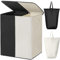 WOWLIVE 154L Double Laundry Basket with lid large washing basket and Removable Laundry Bags Large Collapsible 2 Dividers washing basket with Handles for Bedroom Laundry Room Closet (Black+Beige)