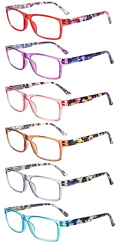 ZONLON 6 Pack Damen Lesebrillen Blaulichtfilter Brille Computerbrille mit Federscharnieren Blendfreie Lesehilfe 1.25