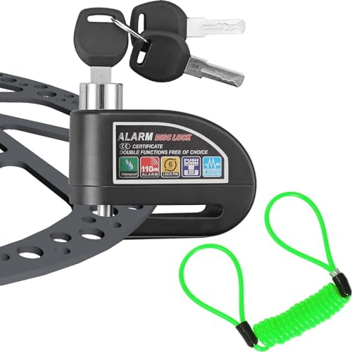 EYPINS Bloccadisco Moto con Allarme Sonoro 110dB,Antifurto Moto,con Cavo di Promemoria da 1.2 m,per Moto,Scooter