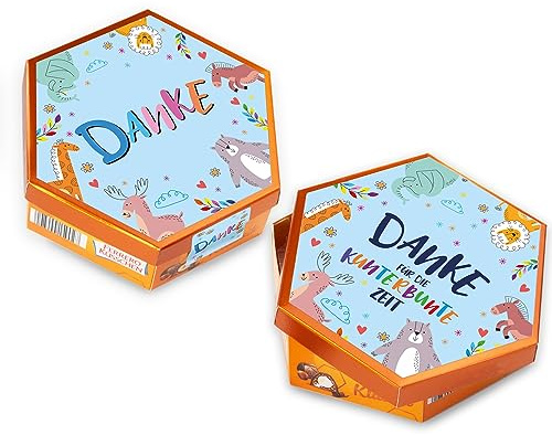 younikat Aufkleber-Set Danke bunt für Küsschen Schokolade - dv1285 | Geschenk Dankeschön Erzieher Lehrer, blanko Aufkleber, selbstklebend, ohne Schokolade