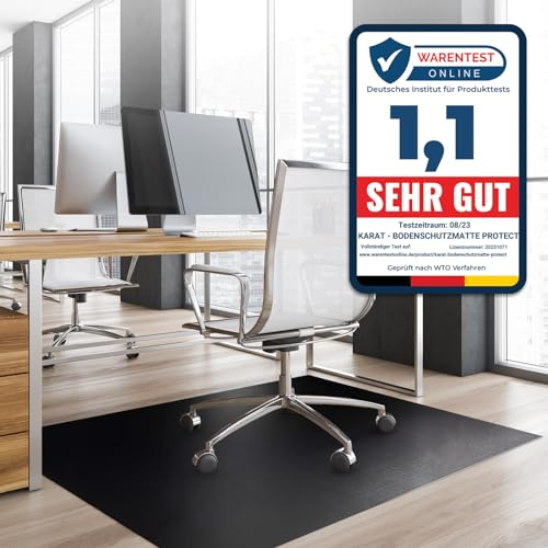 KARAT Bodenschutzmatte für Hartböden - Neo - Fußbodenschutz Schutzmatte Bürostuhl für Parkett Laminat Bodenmatte Bürostuhl - Stärke: 1,5 mm (Schwarz, 114 x 200 cm)