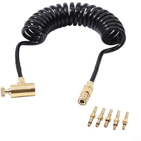Messing-Gas-Adapterschlauch-Set, dehnbarer Spiralschlauch + 5 Stück Innengewinde-Adapter-Set