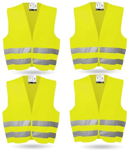 OwnWheel 4X Warnweste Auto ISO20471-2026: gelb - reflektierende Sicherheitsweste für PKW & LKW - Notfall & Pannenwesten