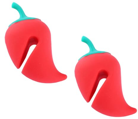 MOLUCKFU Silicone Pot Lid Holders Steam Releasers 2pcs Set Spill-Proof Boil Over Stoppers Red Pepper Shape Kitchen Supplies for Cooking Pots