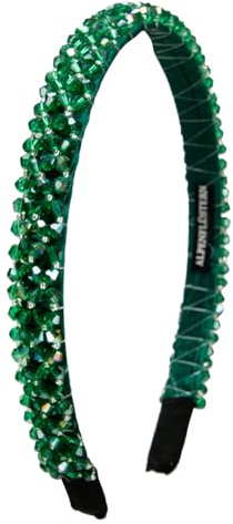 Alpenflüstern Trachten-Haarreif Glitzerperlen schmal - Damen Haarschmuck, Haarband rutschfest fürs Dirndl (grün) ADV150