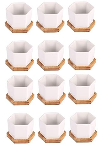 Yardwe Eleganti Vasi in Ceramica per Bonsai da Pezzi con Vassoi Portafiori Decorativi per Il Bianco