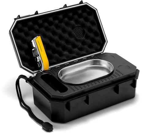 CIGARLOONG Cave à cigares humidor de Voyage Portable avec Briquet à Triple Jet, hygromètre intégré, humidificateur et Conception de Rangement multifonctionnelle pour Une Utilisation en extérieur