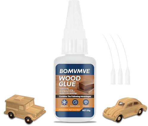 BOMVMVE Colle à Bois Extra Forte, Adhésif Transparent pour Bois, 60g