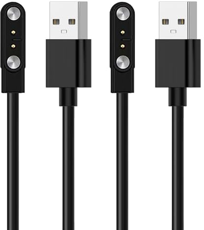 Chargeur Montre Connectée Universel, 2 Broches de 4mm Chargeur pour Montres, Cable USB 2 Broche Remplacement Adaptateur Charge Montre Magnétique, Espacement des contacts du chargeur 4mm, 2 Pièces