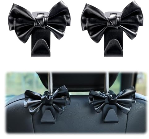 TELAIN 2er Pack Kofferraum Organizer, Auto Haken niedliches Schleifen Headrest Hänger für Taschen und Handtaschen, Platzsparende Autobehörde (Schwarz)