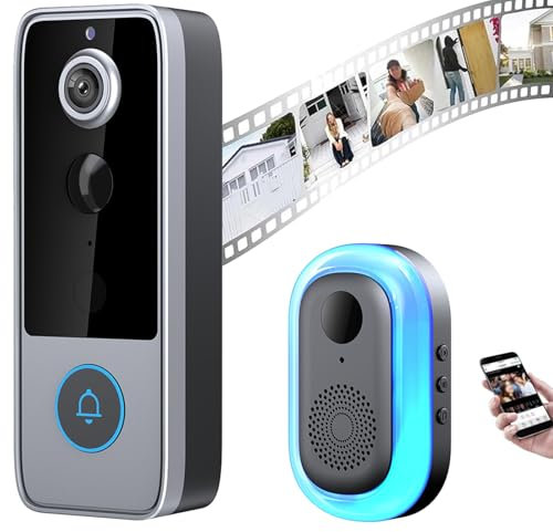 Pro – Smart Wifi Doorbell & Security Cam In One, Pro Smart Wifi Doorbell Camera, Wire-Free 120° Hd View, with Live View, Ip65 Waterproof, 4000mah Rechargeable Battery (#M21)