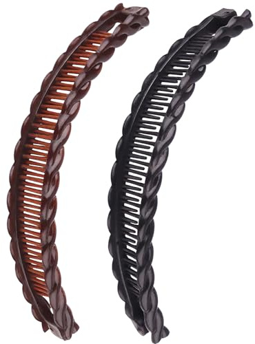 2 Stück Bananenspange Haare,Banana Clip Dickes Haar,Groß Banana Hair Clip,Bananen Haarspangen Damen Dünnes Frisur,Elegante Haarspange Damen,für Lockiges Oder Glattes Haa Frauen und Mädchen Accessoire