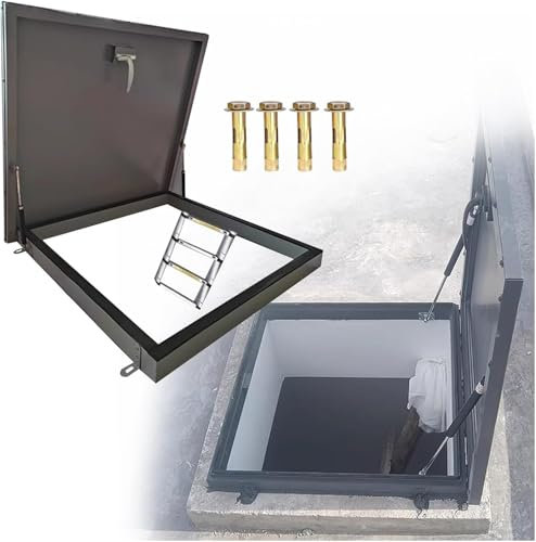 Roof Access Hatch Hardware with Screws, Patio/Pergola/Cellar Door Weather Covers 22 24 25 26 29 30 32 36 inch, Attic Access Door Ceiling, Square Galvanized Powder Coated Steel Roof Hatch(85x75cm/33.5x