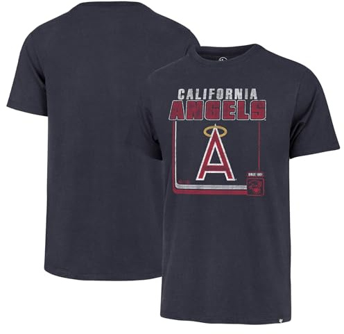 47 Brand MLB Herren-Baseball-T-Shirt Borderline Franklin Cooperstown Team-Farbe, Wordmark Primary Logo, kurzärmelig, Los Angeles Angels, XX-Large