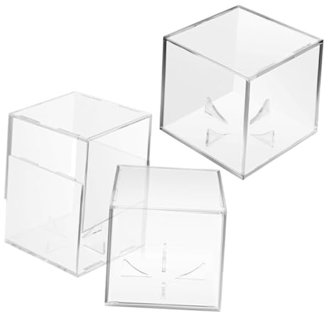 JECOMPRIS Vitrina de Béisbol Transparente 3 Piezas Acrílico con Soporte 3D Protección UV Caja Cuadrada Almacenamiento para Coleccionistas Exhibición Hogar