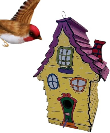 Casa de pájaros de madera, casa de pájaros de madera inspirada hecha a mano, resistente a la intemperie, adecuada para casa, jardín, exterior, árbol, balcón, pared y exterior
