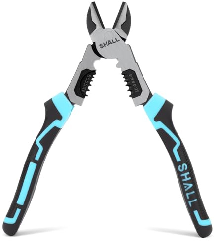 SHALL 3 en 1 Alicates de corte diagonal，con pelacables, cortadores de cables de cromo-vanadio de alta resistencia de 8 pulgadas, para electricistas para cortar, crimpar y pelar.