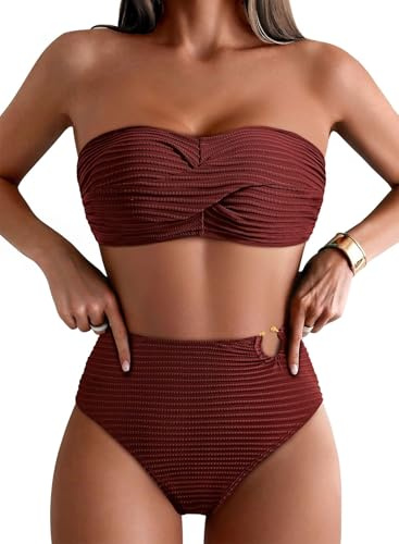 Pink Queen Two Piece Bathing Suits for Women Push Up Bikini Set Straps Swimsuit Vintage Swimwear Surfing Red Dahlia L