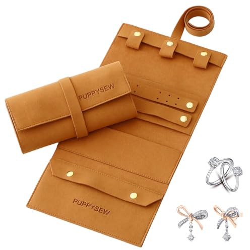 EnixwH 34 × 17 CM Faltbare Reise Schmuckkästchen Schmuckaufbewahrung Klein | Schmuck Reiseetui Jewelry Organizer Reisegadgets für Ohrringe Fingerring Halsketten Ringe Geschenk Hochzeit (Braun)