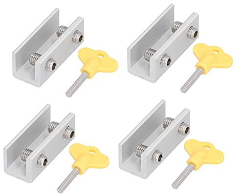 Haofy Serrures de Cadre de Porte de Fenêtre Réglables en Alliage D'aluminium Robuste avec clé, 4 Ensembles pour Portes et Fenêtres Coulissantes Verticales et Horizontales