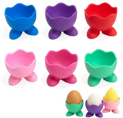 Zyrtkeriom 6 Pièces Coquetiers en Silicone Colorés Multifonctionnels - Antidérapants, Parfaits pour la Décoration de Table de Pâques, Le Petit-Déjeuner et Le Rangement des Outils de Beauté