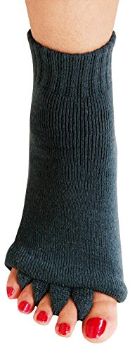 Nachvorn Yoga Sports GYM Five Toe Separator Socks Alignment Pain Health Massage Socks, Prevent Foot Cramps, One Pair,Grey