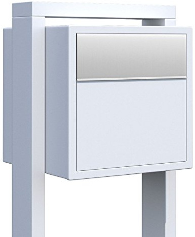 Standbriefkasten, Design Briefkasten Soprano Weiß/Edelstahl - Bravios