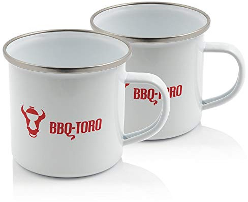 BBQ-Toro emalj kopp I campingmugg med rostfritt stål dryckeskant I campingkopp 350 ml vit I campingmugg skickas lätt Weiß 350 ml