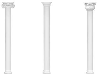 Halbsäule | rund | glatt | vorgrundierte Oberfläche | stoßfest | Klassisch | Barock | Dekosäule | Stuck | weiß | PU | N3218H Set 3 | 180 mm