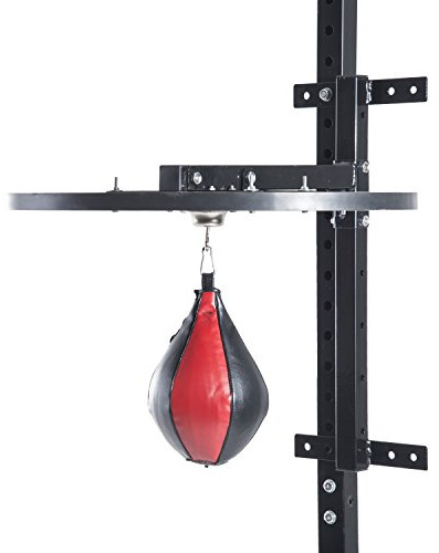 HOMCOM Piattaforma Boxe con Speedball Φ21 cm, Punching Ball per Allenamento Pugilato Arti Marziali, in Legno e Acciaio