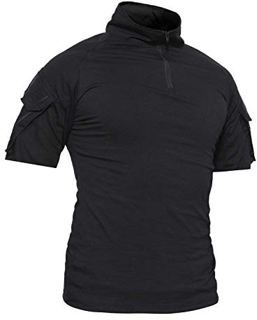 LiliChan Chemises Tactiques à Manches Courtes pour Hommes Chemise Militaire Chemise d'extérieur Chemise de Combat Tactique avec Fermeture éclair