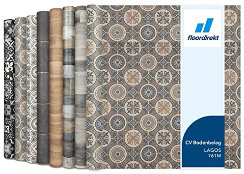 Floordirekt PVC Bodenbelag Meterware nach Maß Vinylboden, CV Linoleum für Küche & Balkon in Holzoptik, Fliesenoptik, Steinoptik - robust & pflegeleicht 100 x 200 cm | Plaza | Lagos 761m