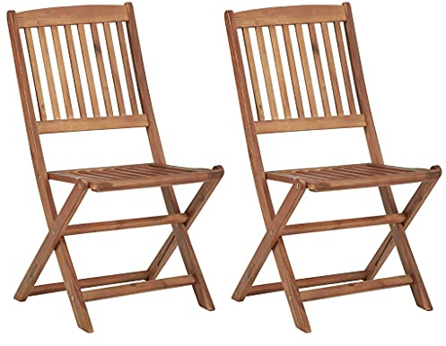 vidaXL 2X Akazienholz Massiv Gartenstuhl Klappbar Gartenmöbel Essstuhl Klappstuhl Stuhl Stühle Gartenstühle Terrassenstuhl Balkonstuhl Holzstuhl