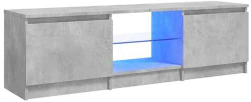vidaXL TV Cabinet with LED Lights Indoor Furniture Bedroom TV Stand Living Room Entertainment Centre Hifi Cabinet 120x30x35.5 cm Concrete Grey