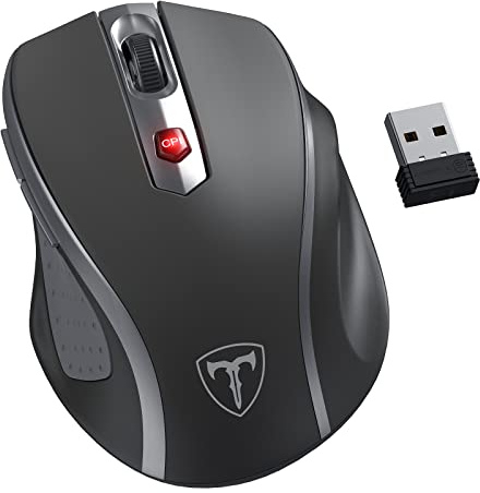 HOTWEEMS Souris sans fil ergonomique pour ordinateur portable, souris sans fil USB 2,4 G - Gris