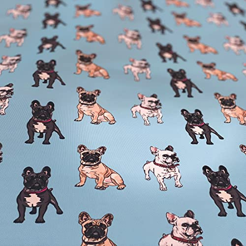 HEKO PANELS Stoff Oxford wasserdicht, Bulldoggen, 1 Meter 155 x 100 cm | Dekostoffe zum Nähen und Handwerken, blickdichte Möbelstoffe, Nähstoffe DIY, als Meterware erhältlich