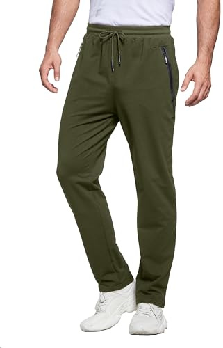 ZOXOZ Pantaloni Tuta Uomo Sportivi Pantalone Uomo Joggers Cotone Pantaloni Elasticizzati Uomo Jogging Slim Fit Felpa Corsa Fitness con Elastico in Vita Coulisse Regolabile Tasche Verde L
