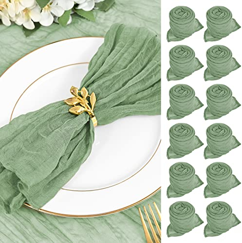 30 Packs Gauze Cheesecloth Napkin, Hand Dyed Cotton Square 50cm Wrinkled Napkin Cheesecloth Napkin-Sage Green