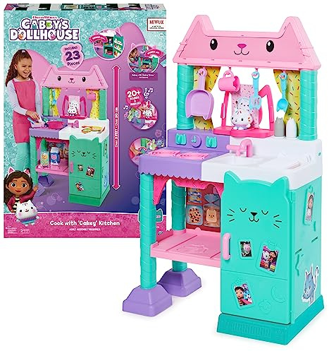 Gabby's Dollhouse, Cakey - Set da Cucina per Bambini con Accessori da Cucina Giocattolo, Cibo da Gioco, Suoni, Musica e Giocattoli per Bambini per Ragazze e Ragazzi dai 3 Anni in su